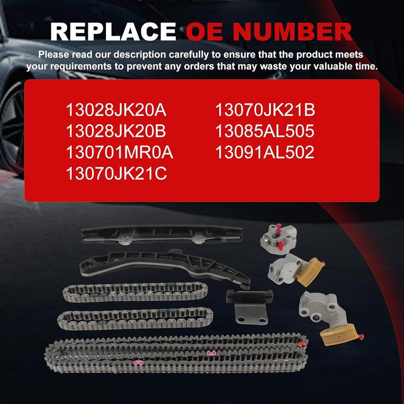 Autodevil Store Timing Chain Kit 3.7L Compatible with 2009-2013 370Z, for 2008-2013 G37, for 2013 FX37 for 2014 QX70 VQ37VHR 3.7L Automotive Engine Replacement Parts with Tensioner, Guide Rail - Image 2